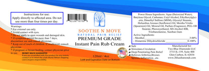 4oz Premium Grade Instant Pain Rub Cream (w/ MSM, Menthol & Histamine Dihydrochloride)